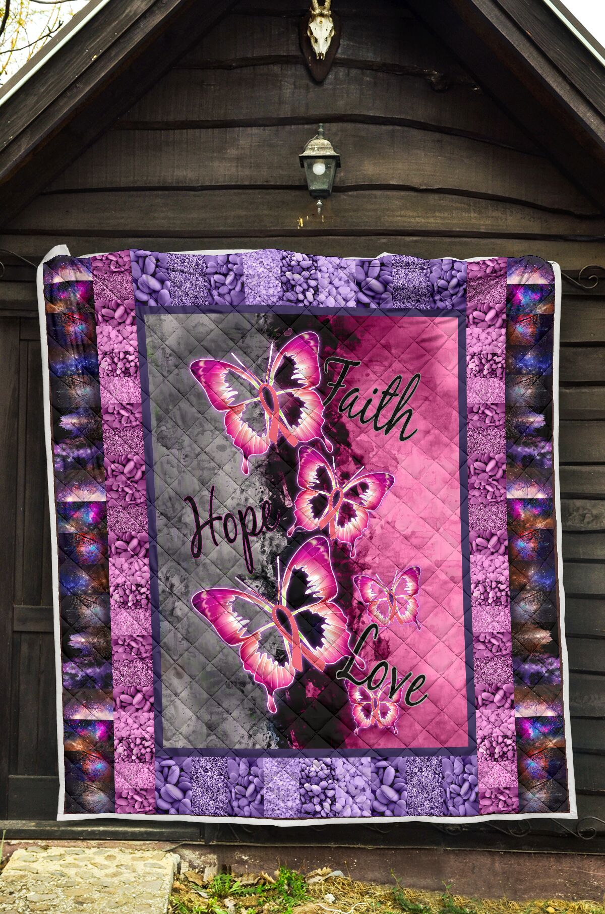 Faith Hope Love Breast Cancer Awareness Quilt 0622