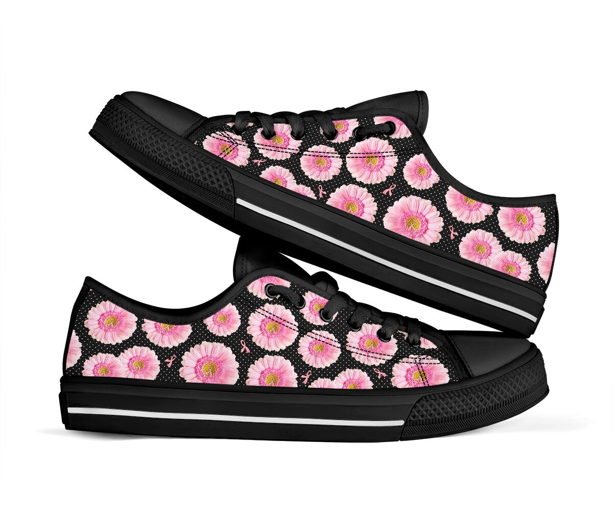 Brustkrebs-Gänseblümchen-Schuhe zur Sensibilisierung für Brustkrebs (niedriger Schaft) 0622