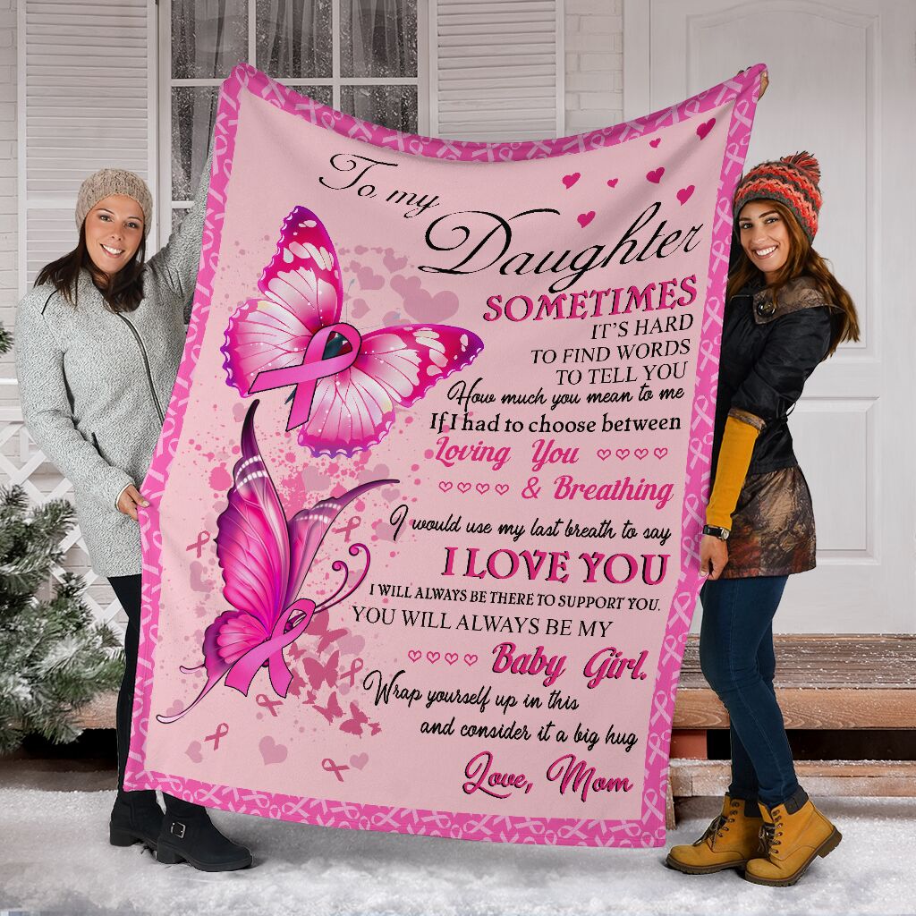 To My Daughter Breast Cancer Awareness Blanket 0622