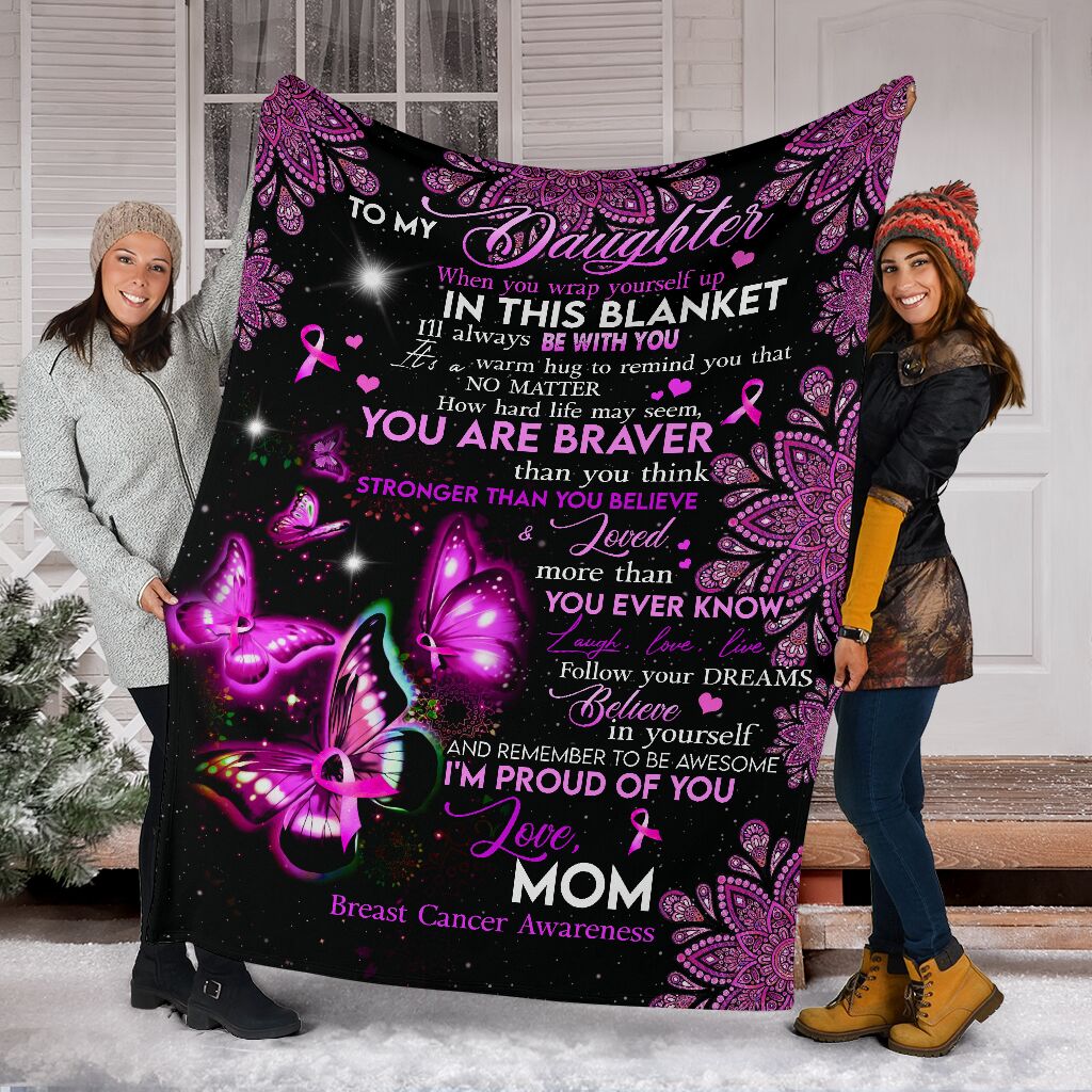 To My Daughter Breast Cancer Awareness Blanket 0622