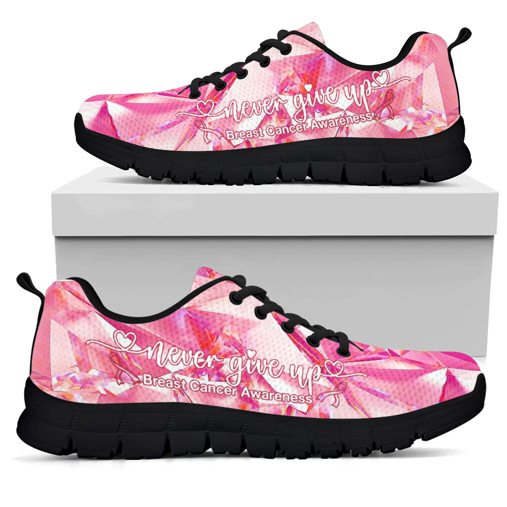 Never Give Up Breast Cancer Awareness Sneakers 0622