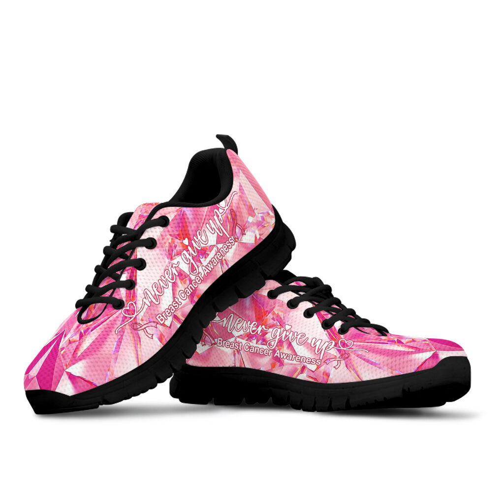 Never Give Up Breast Cancer Awareness Sneakers 0622