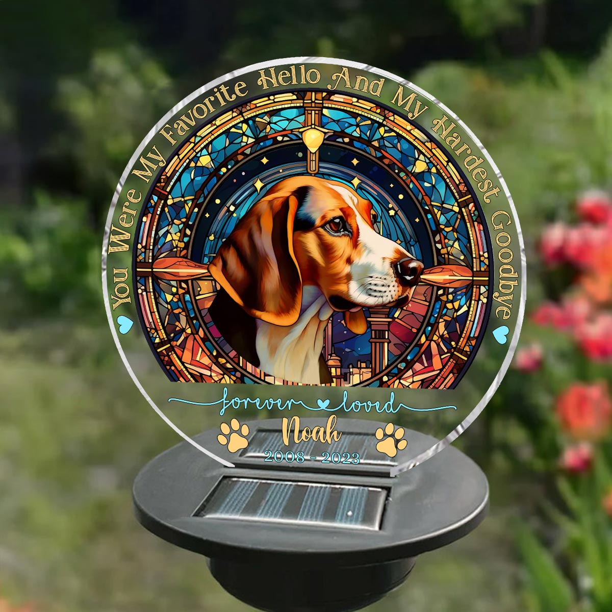 Du warst mein Liebling! Hallo – Personalisierte Solar-Gartenleuchte für Hunde