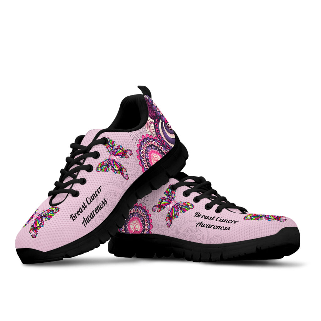 Butterfly Ribbons Breast Cancer Awareness Sneakers 0622