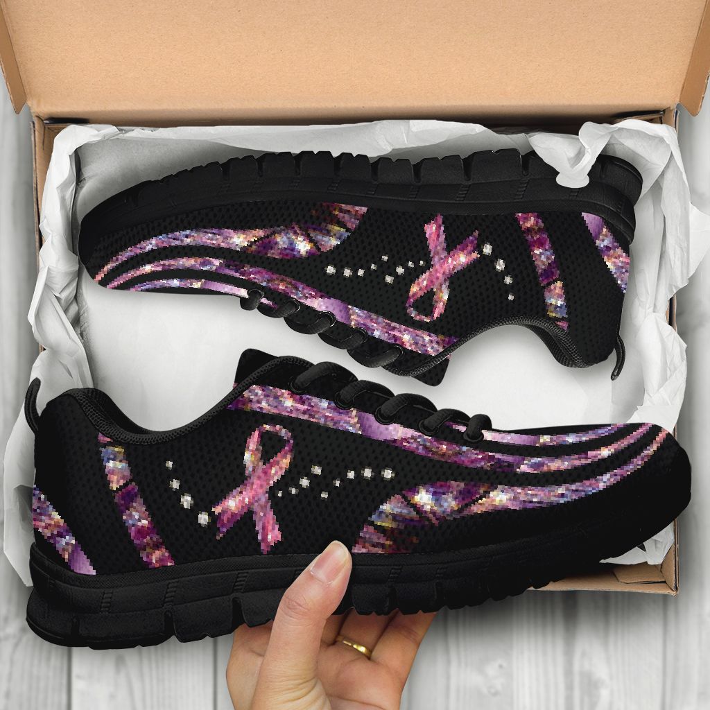 Faith Hope Love Rhinestone Pattern Print Breast Cancer Awareness Sneakers 0622