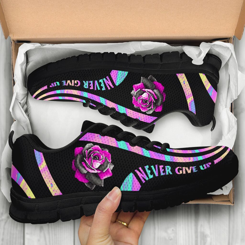Never Give Up Breast Cancer Awareness Sneakers 0622