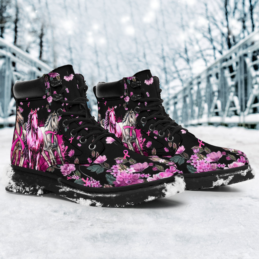 Never Give Up Breast Cancer Awareness All Season Boots 0622