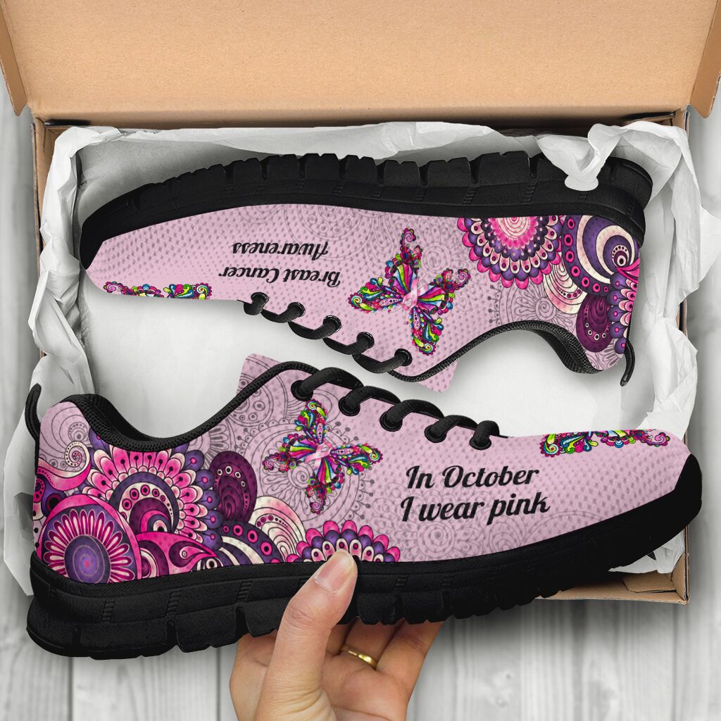 Butterfly Ribbons Breast Cancer Awareness Sneakers 0622