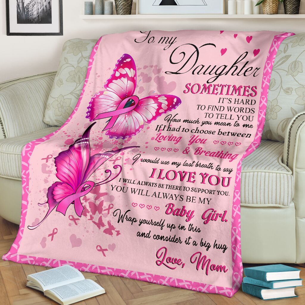 To My Daughter Breast Cancer Awareness Blanket 0622