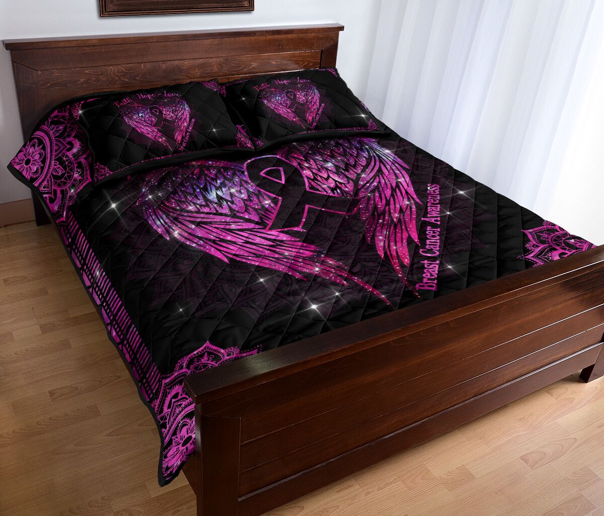 Faith Hope Love Breast Cancer Awareness  Quilt Set 0622