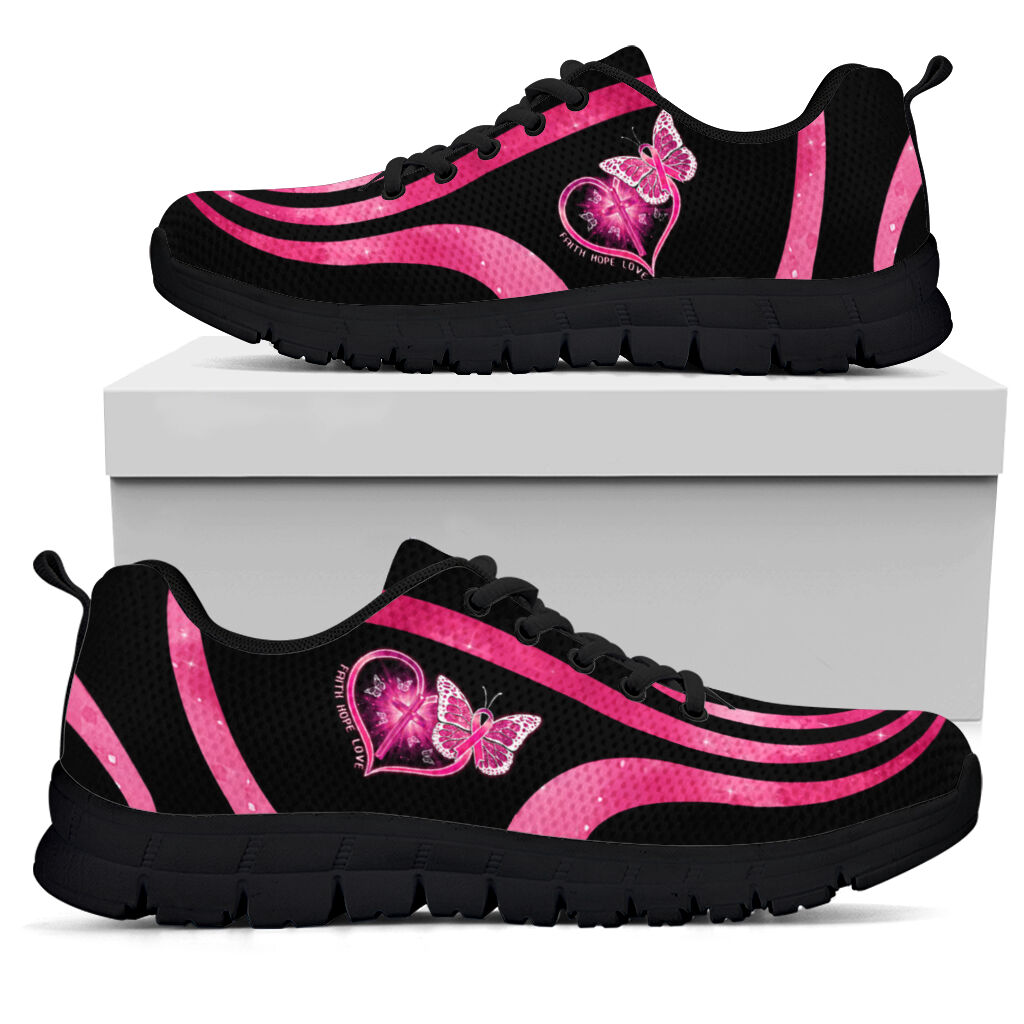 Butterfly Christ Cross Breast Cancer Awareness Sneakers 0622