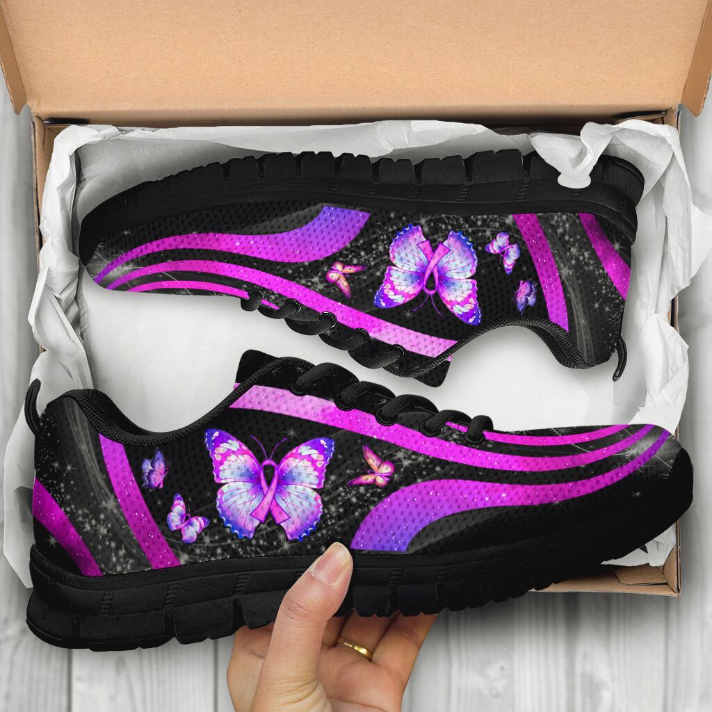 Purple Butterfly Breast Cancer Awareness Sneakers 0622