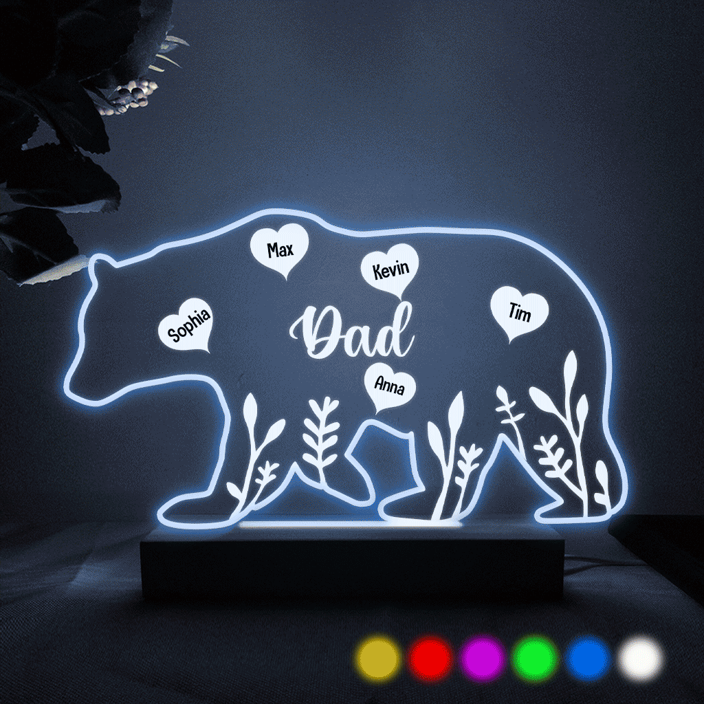 Mama Bear - Gift for mom, dad, grandma, grandpa - Personalized Shaped Plaque Light Base