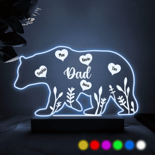 Mama Bear - Gift for mom, dad, grandma, grandpa - Personalized Shaped Plaque Light Base