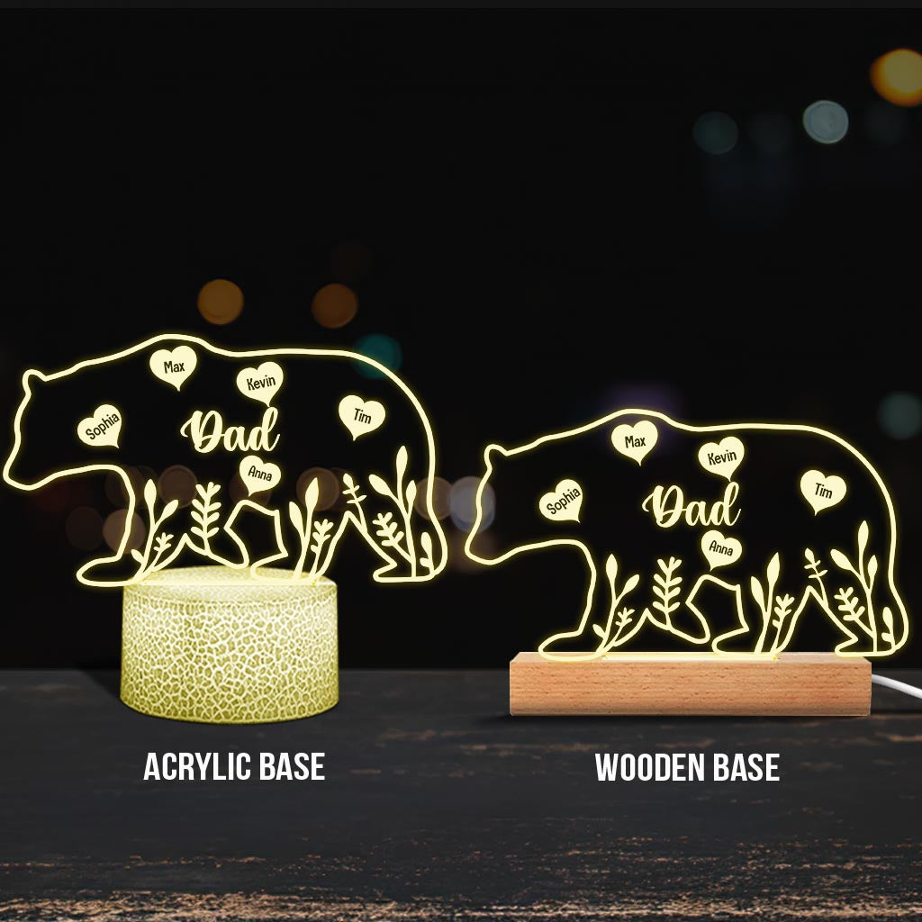 Mama Bear - Gift for mom, dad, grandma, grandpa - Personalized Shaped Plaque Light Base