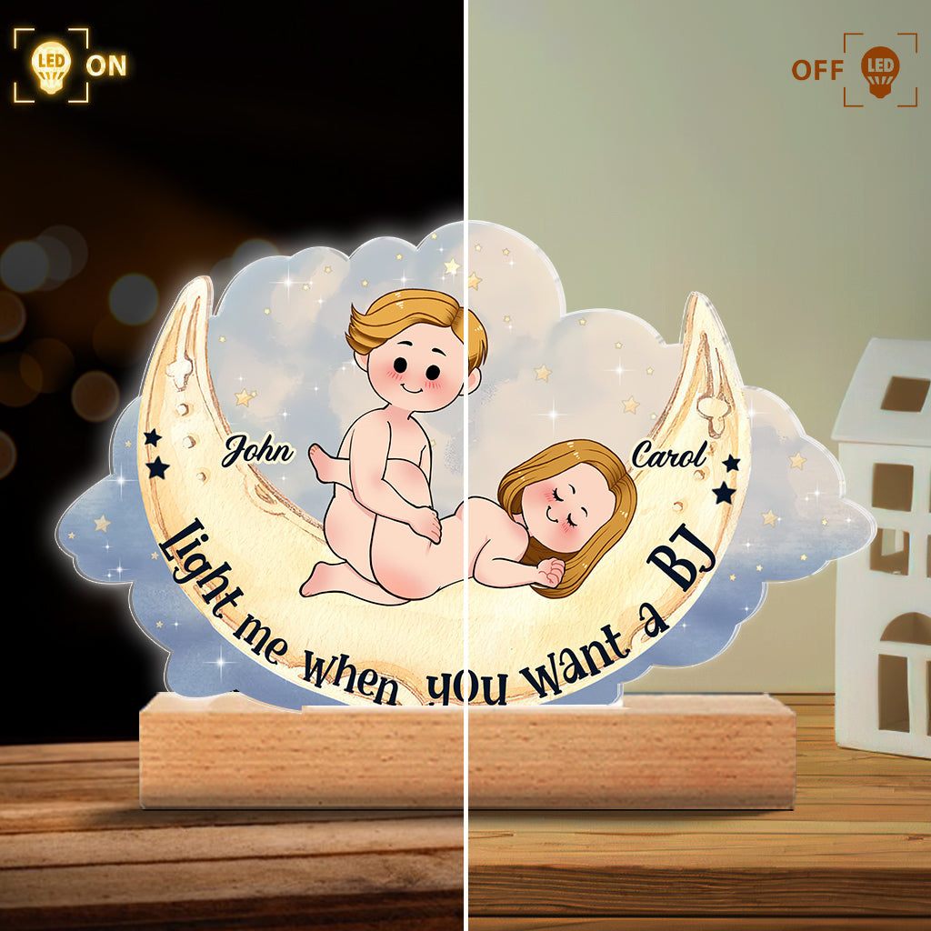 Light Me When You Want A BJ - Personalized Couple Shaped Plaque Light Base