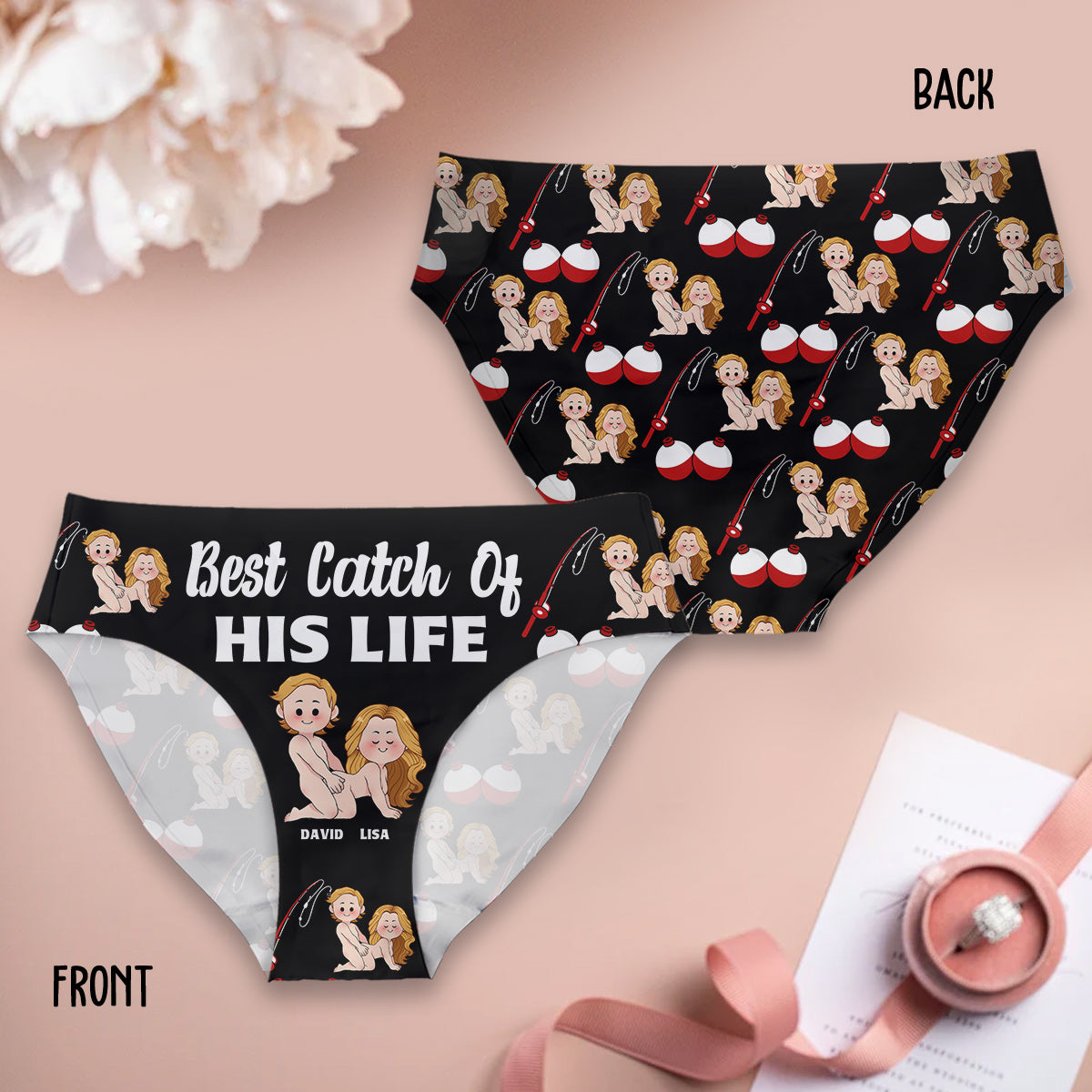 Lucky Fisherman And Best Catch of His Life - Personalized Fishing Women Briefs & Men Boxer Briefs