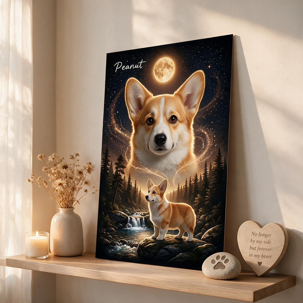 Personalized Pembroke Welsh Corgi Moonlit Poster, Pet Memorial Gift for Dog Lovers