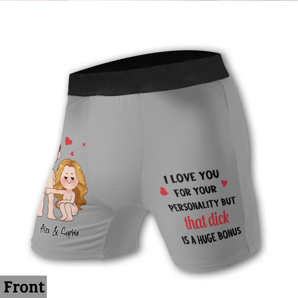I Love You For Your Personality - Personalized Couple Men's Boxer Briefs