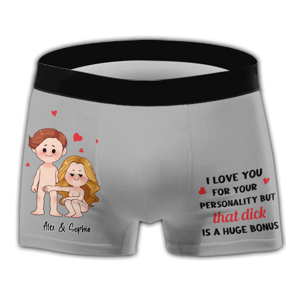 I Love You For Your Personality - Personalized Couple Men's Boxer Briefs