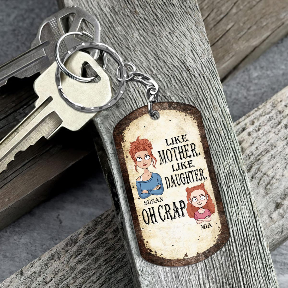 Like Father Like Daughter Like Son - Gift for dad, mom, son, daughter - Personalized Stainless Steel Keychain