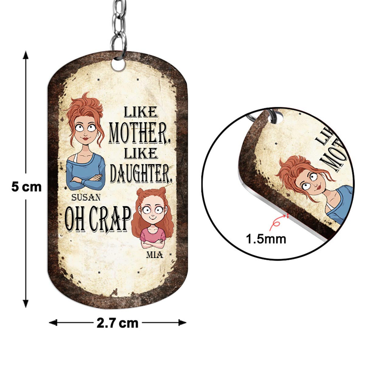 Like Father Like Daughter Like Son - Gift for dad, mom, son, daughter - Personalized Stainless Steel Keychain