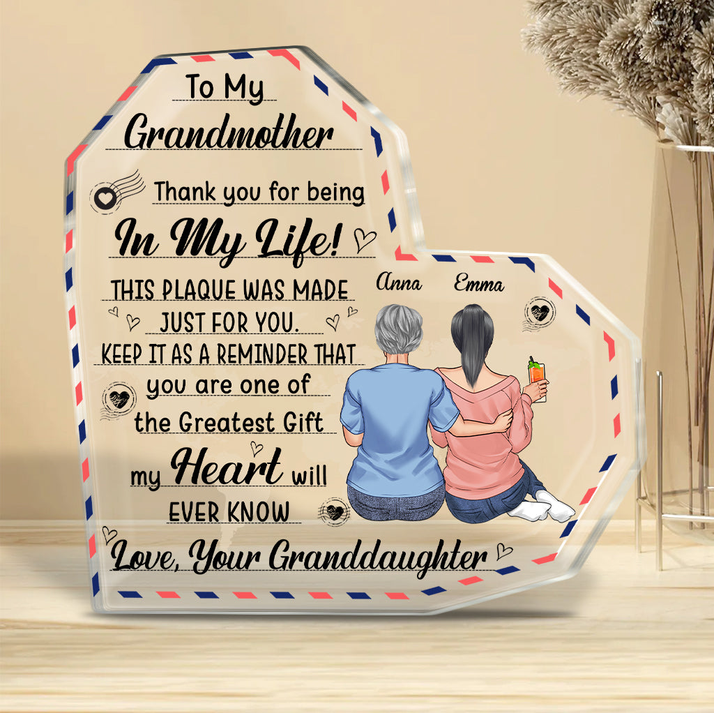 To My Grandmother - Gift for mom, grandma, aunt - Personalized Custom Shaped Acrylic Plaque