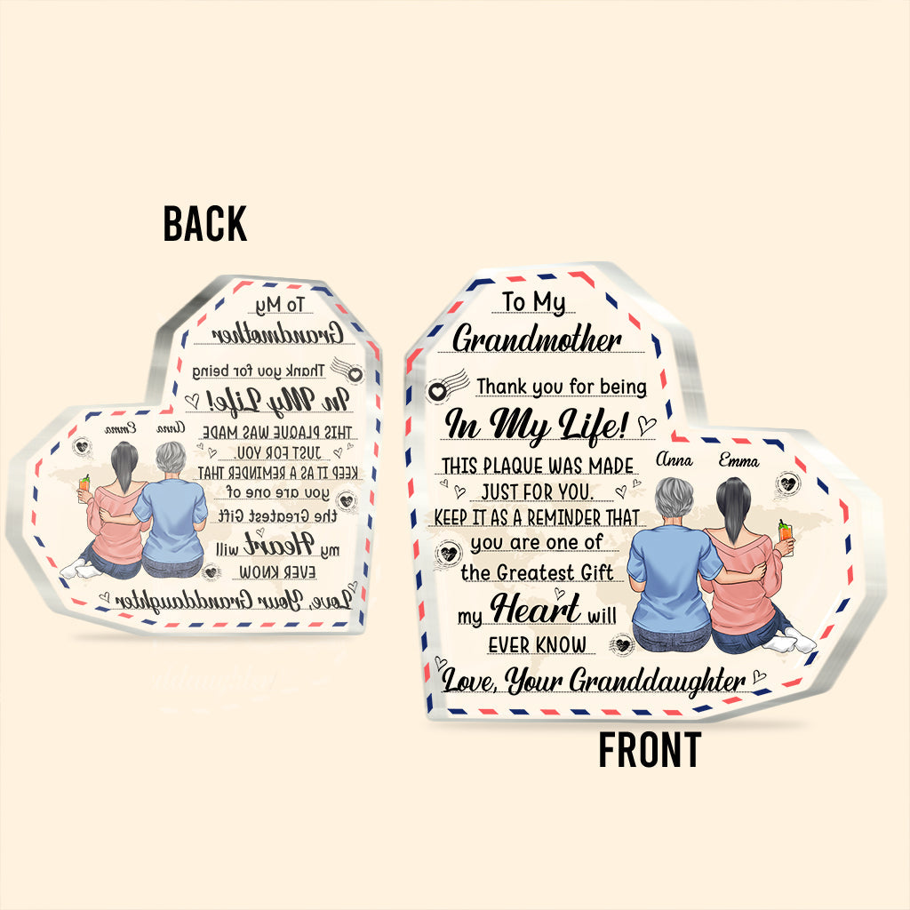To My Grandmother - Gift for mom, grandma, aunt - Personalized Custom Shaped Acrylic Plaque
