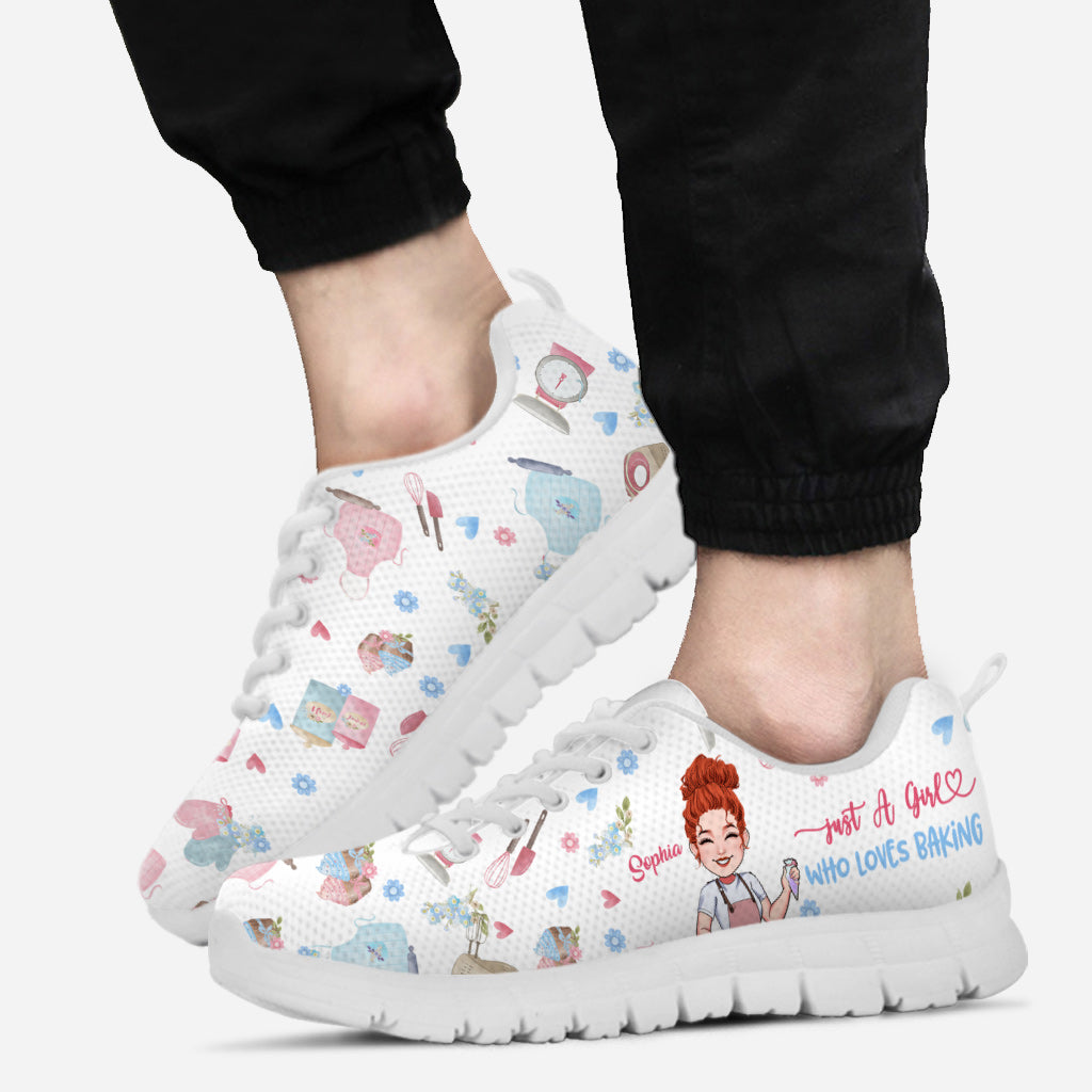 Just A Girl Who Loves Baking - Personalized Baking Sneakers