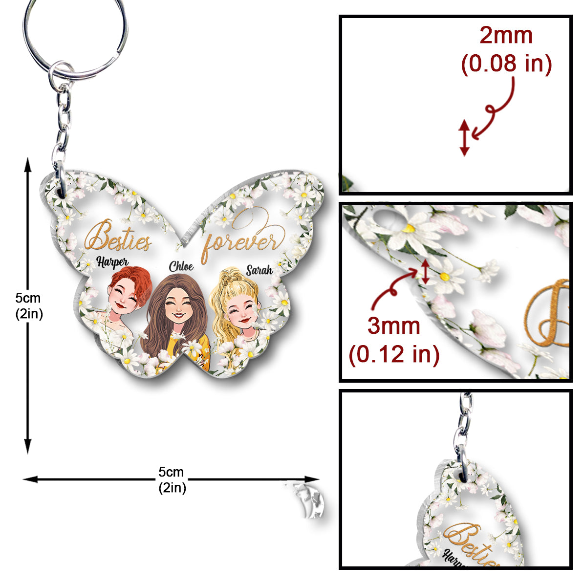 Besties Forever - Personalized Bestie Transparent Keychain