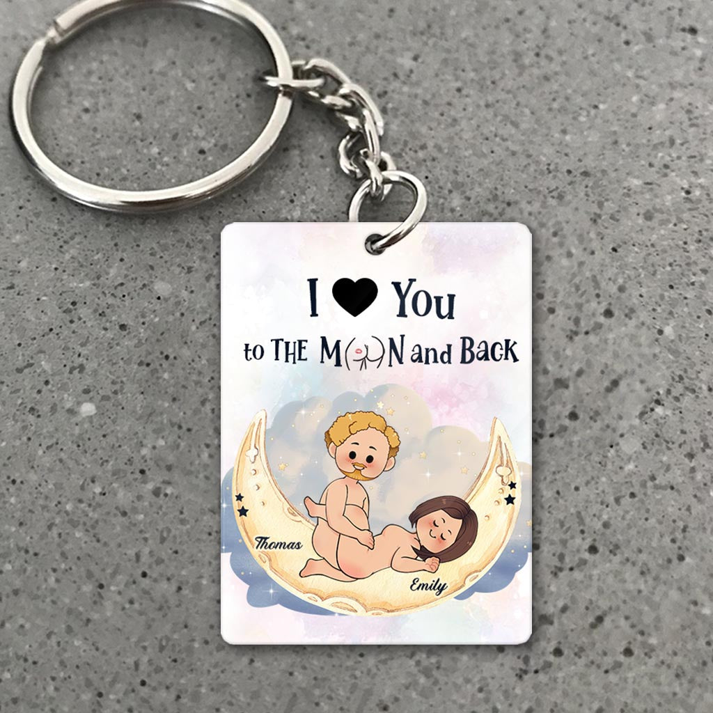 Love You To The Moon And Back - Personalized Couple Keychain