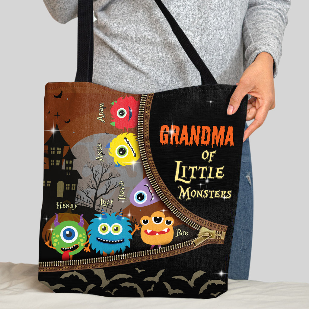 Grandma Of Little Monsters - Personalized Grandma Tote Bag