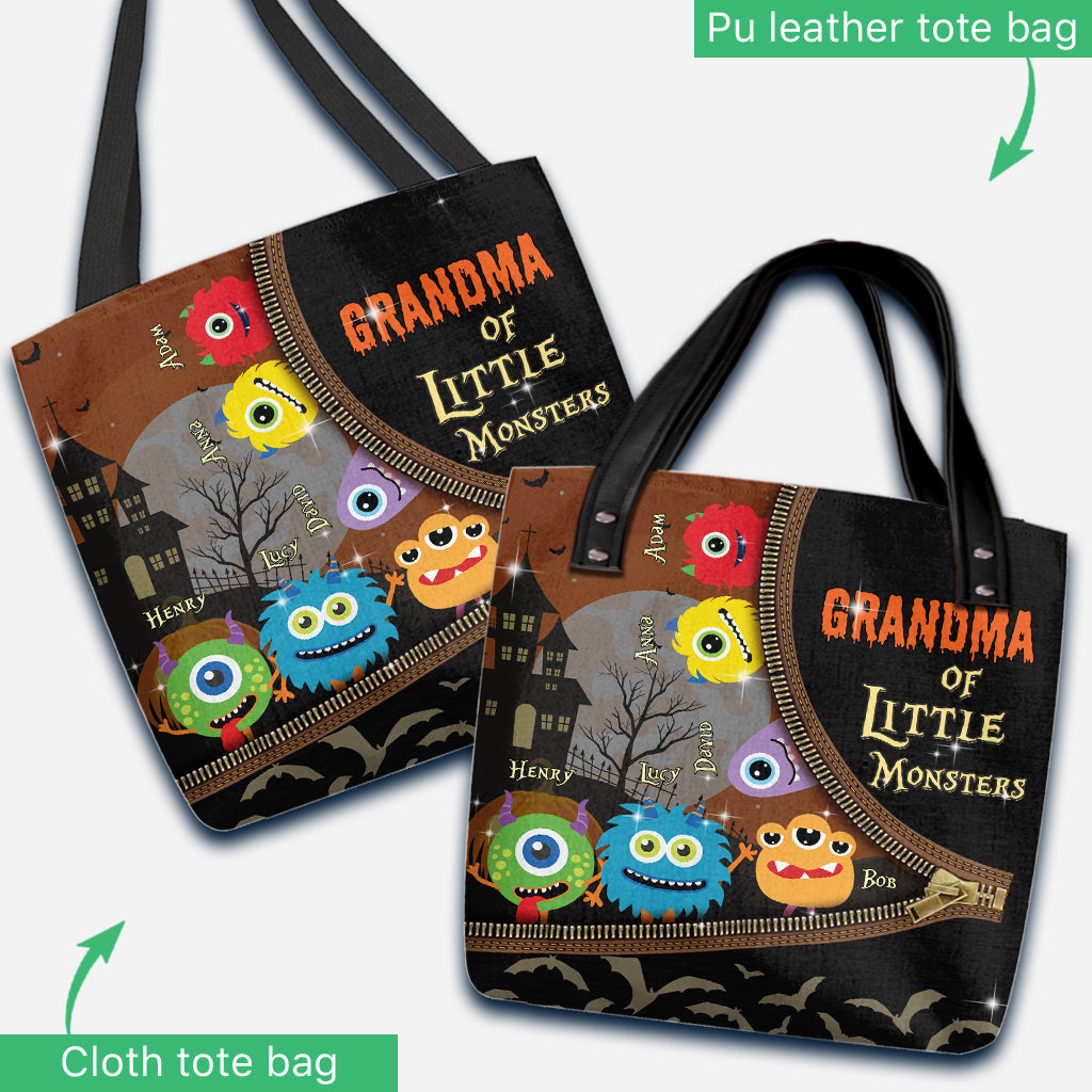 Grandma Of Little Monsters - Personalized Grandma Tote Bag