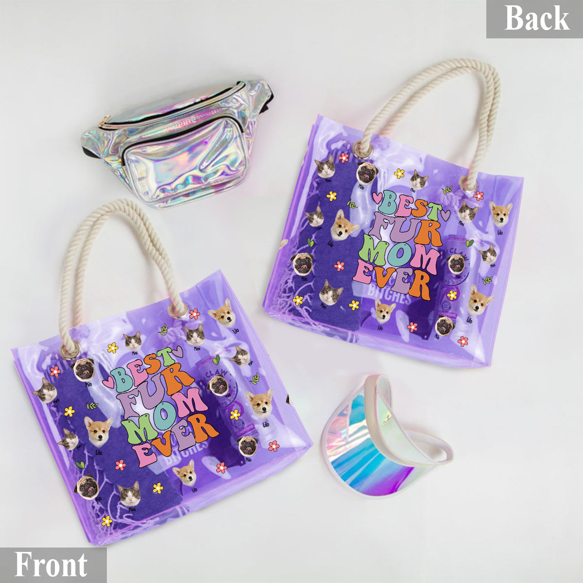 Dog Cat Mom Vibes - Personalized Dog Clear Tote Bag