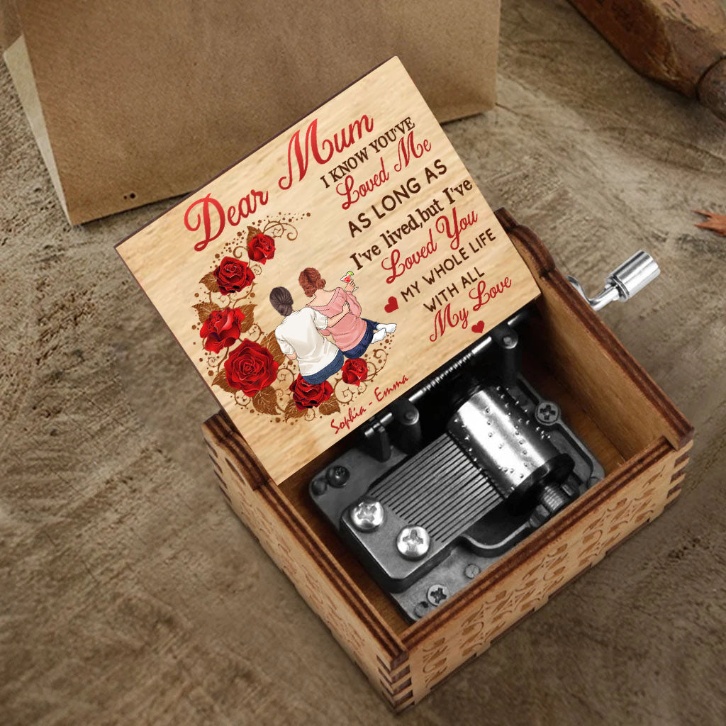 Mom I've Loved You - Gift for mom, grandma, husband, wife, aunt, sister, brother - Personalized Hand Crank Music Box