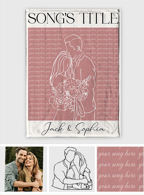 Wedding Song Lyrics Print - Personalized Husband And Wife Blanket