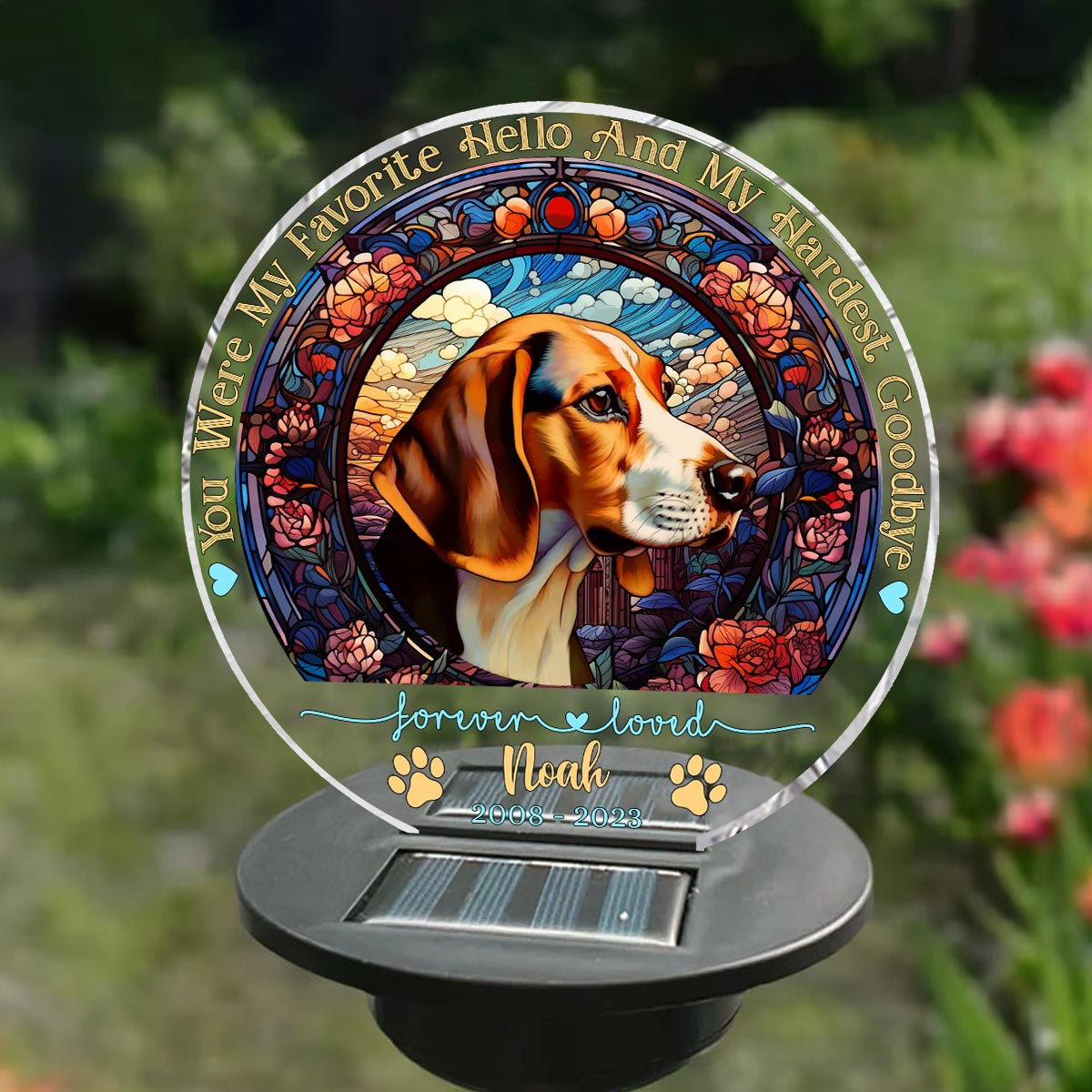 Du warst mein Liebling! Hallo – Personalisierte Solar-Gartenleuchte für Hunde