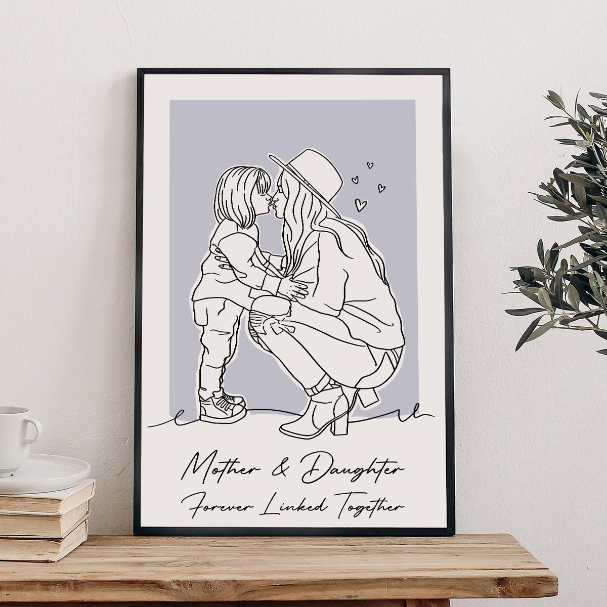 Custom Lineart Portrait - Personalized Mother Canvas And Poster