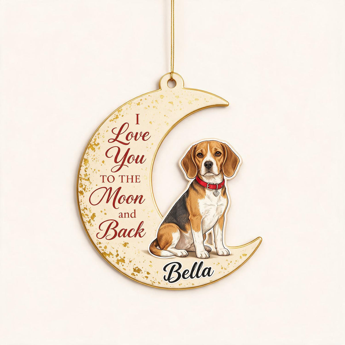 Personalized Beagle Moon Acrylic Ornament - I Love You To The Moon And Back Custom Name Christmas Gift For Dog Lovers