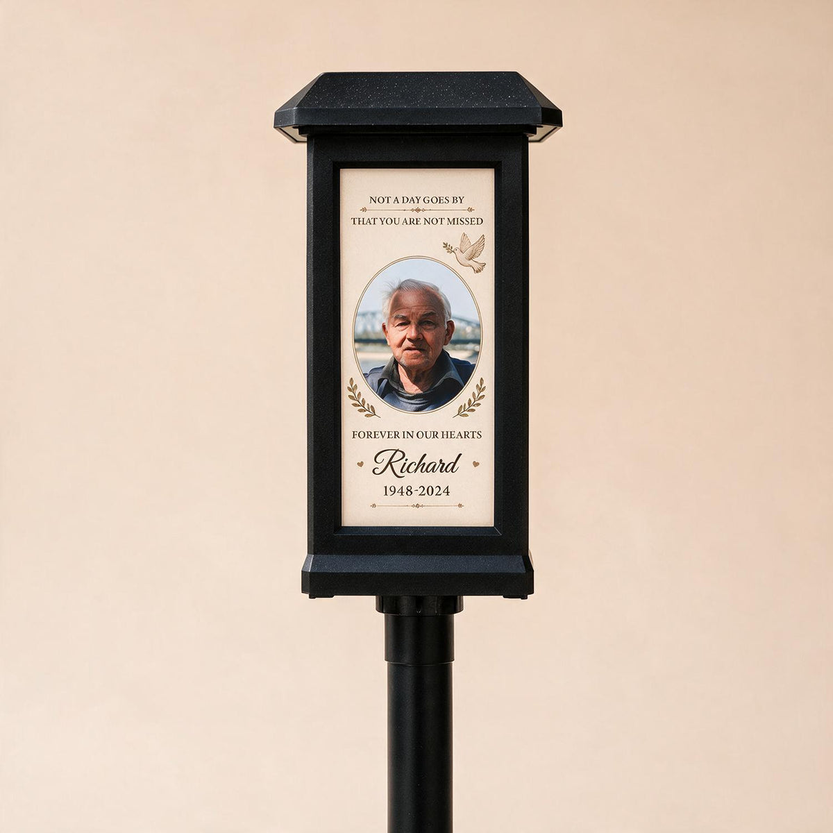 Custom Photo Memorial Solar Garden Light - Forever in Our Hearts Outdoor Graveside Stake, Sympathy Gift for Loss of Loved One