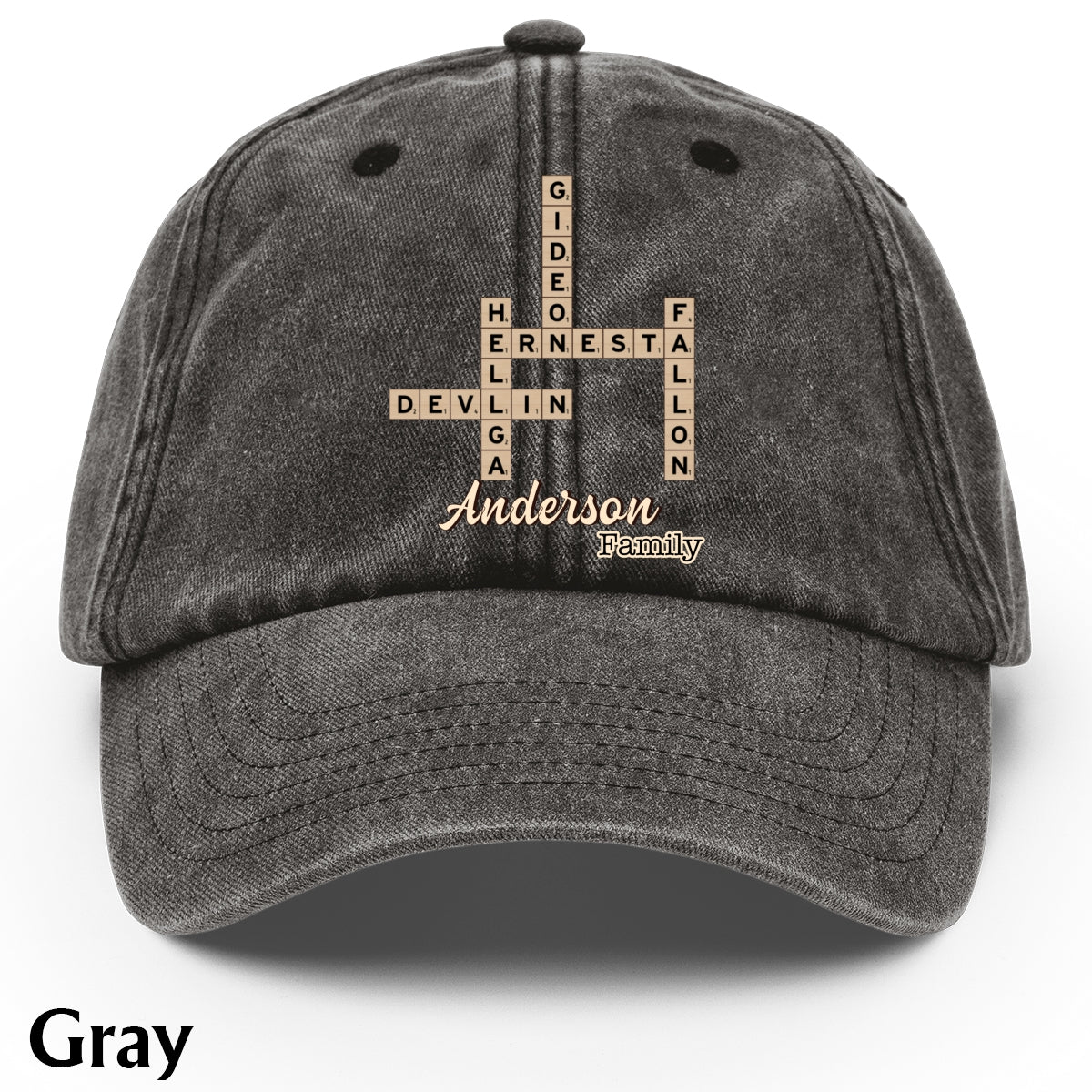 Love Family Scrabble Crossword - Personalized Scrabble Washed Denim Cap