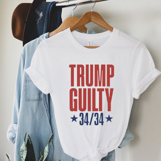 Trump Gu1Lty 34/34 T-Shirt, Trump-Urteil, Trump Train 2024, Trump-Verurteilung, Verurteilter Präsident, Donald Trump T-Shirt & Hoodie wegen schwerer Straftaten