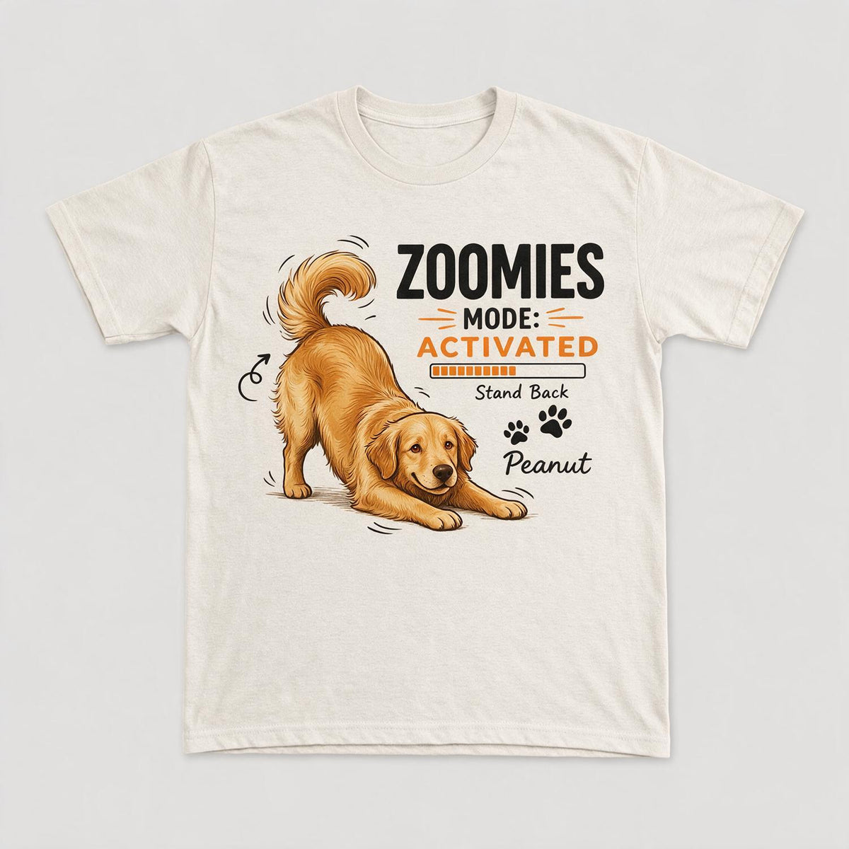 Zoomies Mode Activated Golden Retriever Play Bow Personalized Shirt - Funny Custom Dog Lover Gift