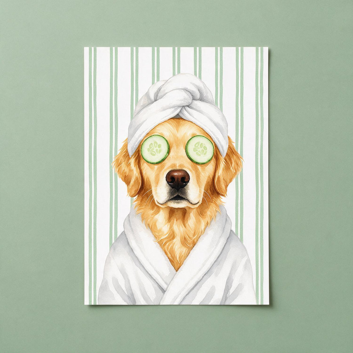 Custom Photo Golden Retriever Spa Bathroom Poster - Funny Pet Lover Bathroom Decor