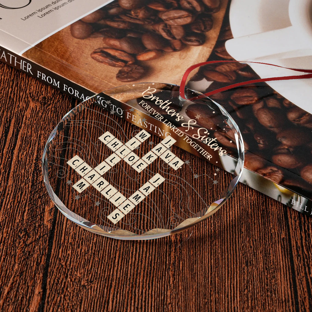 Forever Linked - Personalized Sibling Round Shaped Glass Ornament