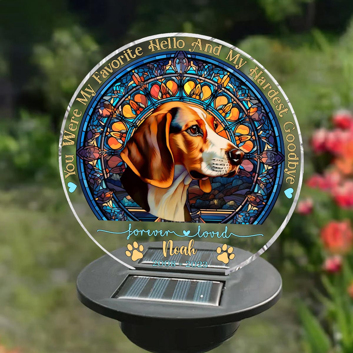 Du warst mein Liebling! Hallo – Personalisierte Solar-Gartenleuchte für Hunde
