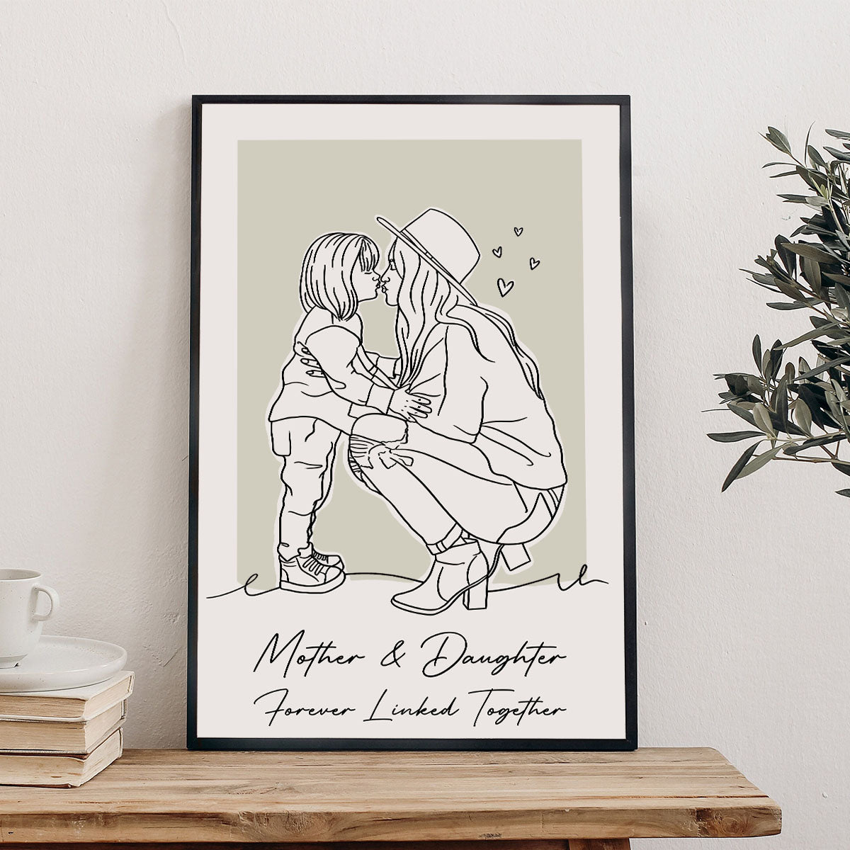 Custom Lineart Portrait - Personalized Mother Canvas And Poster