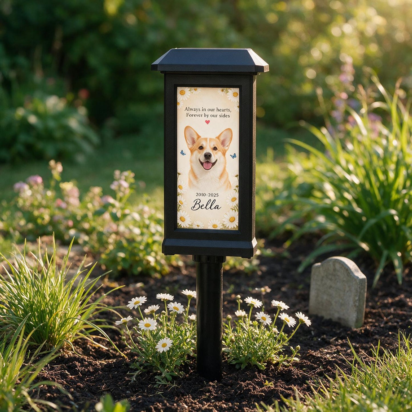 Custom Pet Memorial Solar Garden Light Stake - Personalized Dog Cat Photo Sympathy Gift for Loss of Beloved Pet