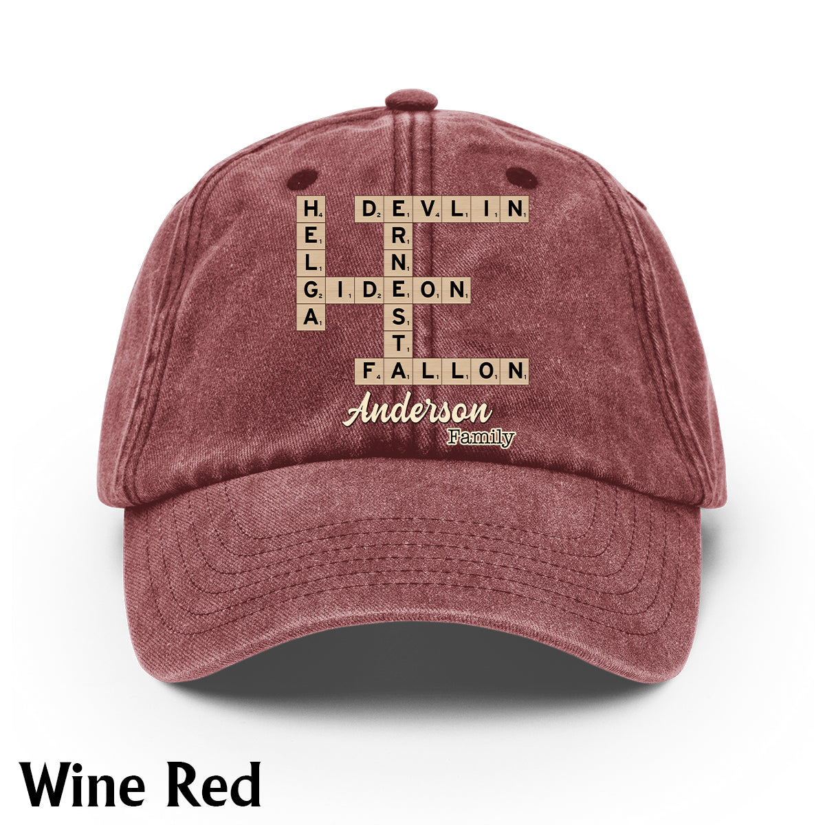 Love Family Scrabble Crossword - Personalized Scrabble Washed Denim Cap