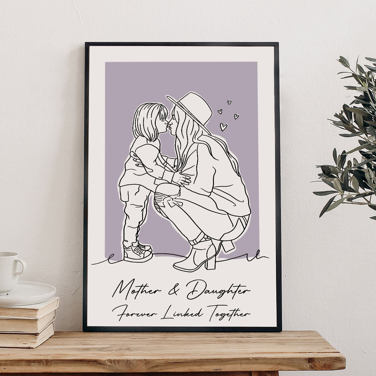 Custom Lineart Portrait - Personalized Mother Canvas And Poster